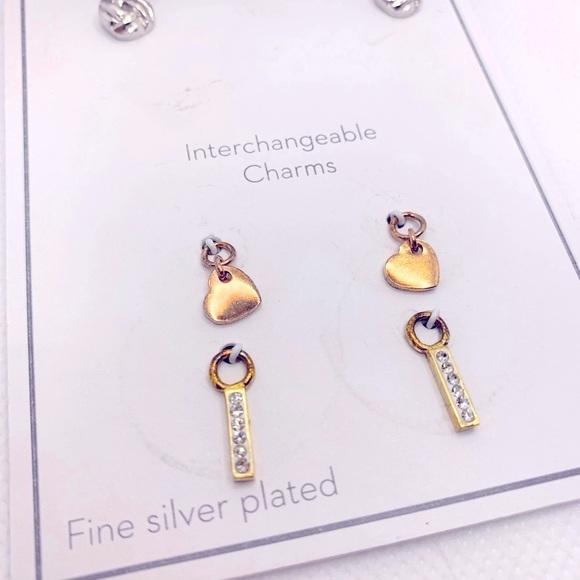 Gold and Silver Interchangeable Earrings Set with Charms - Picture 1 of 8